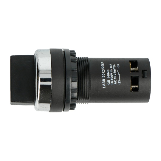 Поворотний перемикач 30 мм - для корпусу - 3 положення - чорний