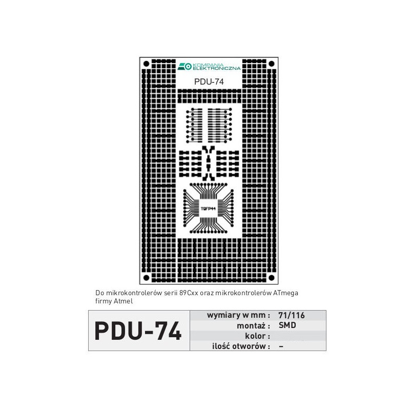 Płytka uniwersalna PDU74 - SMD ATmega