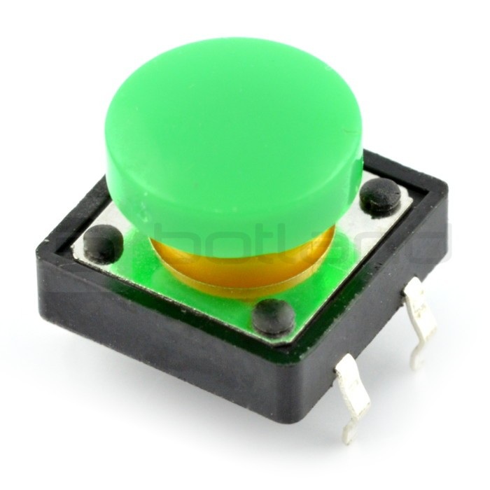 Tact Switch 12x12 mm z nasadką okrągły - zielony