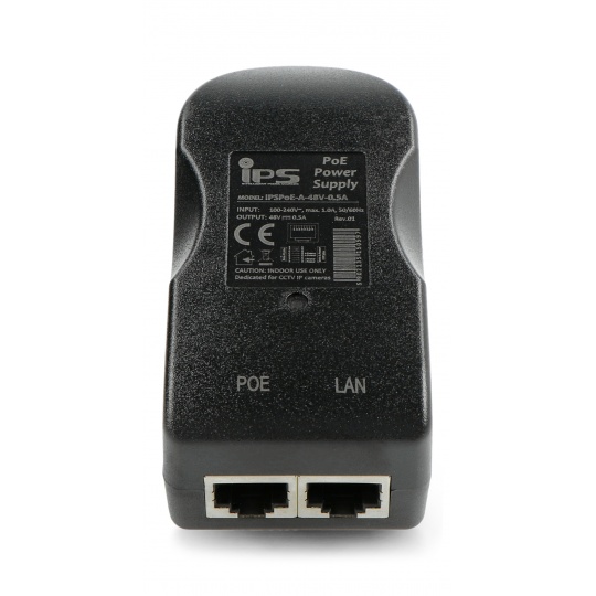 Адаптер розетки IPS PoE - RJ45 - 48 В / 0,5 А / 24 Вт - чорний