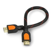 Przewód, kabel HDMI - czarny w oplocie - 0,3m