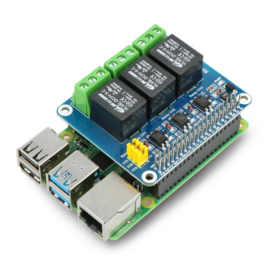 Релейна плата RPi - 3 реле - щит для Raspberry Pi - Waveshare 11638
