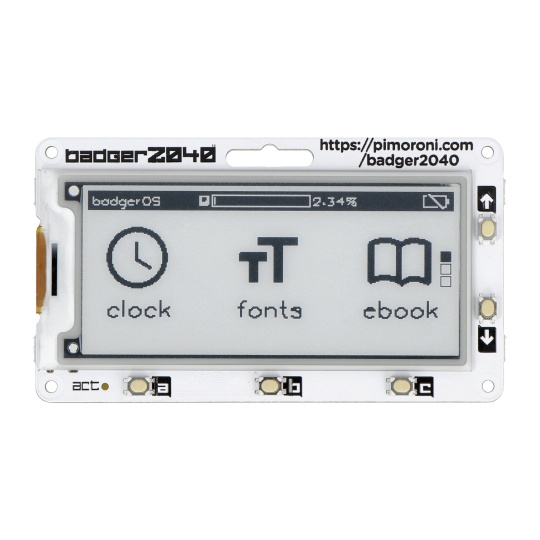 Badger 2040 - плата з RP2040 та екраном електронного паперу 2.9'' 296x128px - Pimoroni PIM607