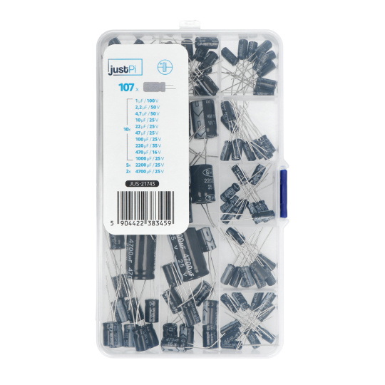 Набір електролітичних конденсаторів THT - justPi - 107 шт.