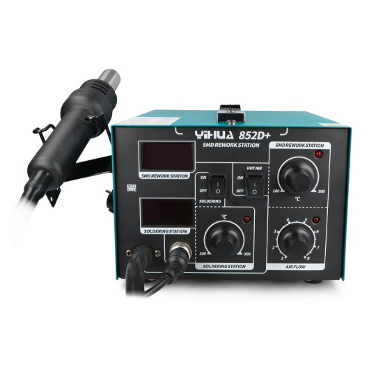 Паяльна станція Yihua 852D+ 2-в-1 з гарячим повітрям та жалом - компресор - 600 Вт
