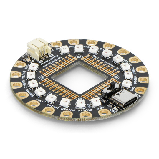 Круглий тримач для штампа RP2040 - базова плата для мікроконтролера RP2040 - 16 світлодіодів NeoPixels - PiMoroni SP027