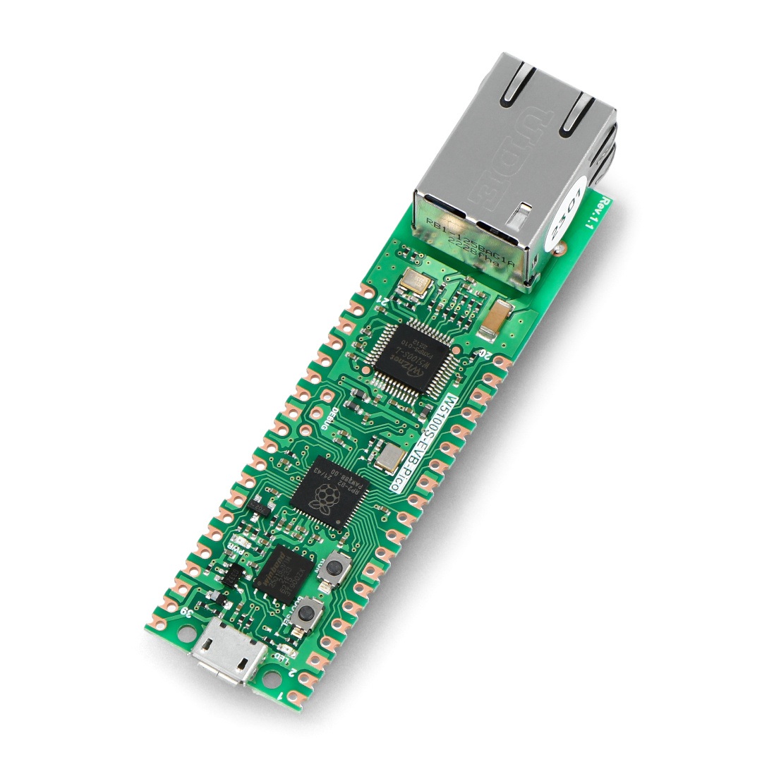 W5100S-EVB-PICO - płytka z mikrokontrolerem RP2040 i Ethernet - WIZnet