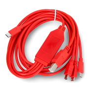 Wielofunkcyjny przewód 4w1 - USB B, miniUSB, microUSB, USB typu C - 180cm - czerwony - SparkFun CAB-21271