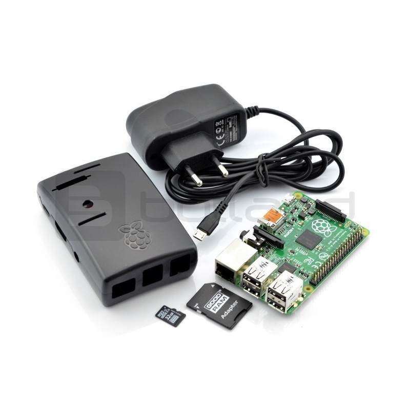 Zestaw Raspberry Pi 2 model B + obudowa + zasilacz + karta z systemem