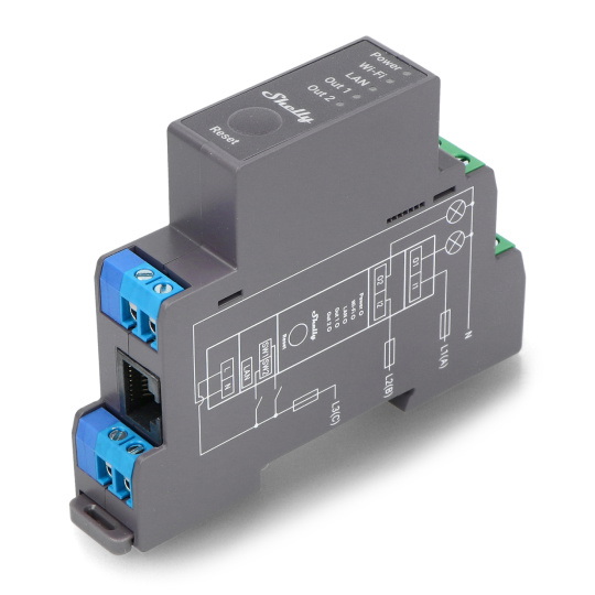 Shelly Pro 2 - 2-канальний WiFi контролер 230V - додаток для Android/iOS