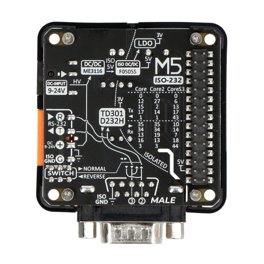Модуль RS232 13.2 - Модуль зв'язку RS232 - роз'єм DB9 чоловічий - M5 M5Stack131