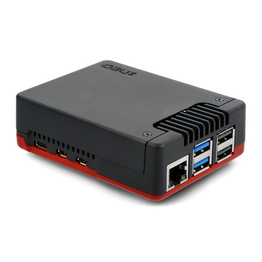 Argon Neo 5 Bred - корпус Raspberry Pi 5 з вентилятором - чорний та червоний