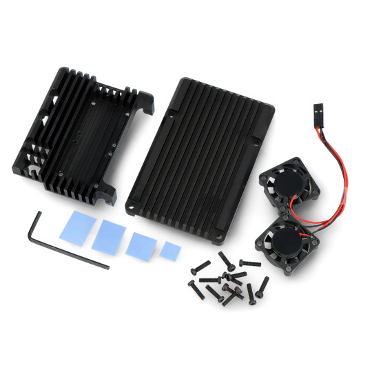 Корпус justPi для Raspberry Pi 5 з двома вентиляторами - алюмінієвий - чорний