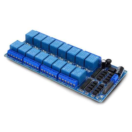 16-канальний релейний модуль з оптоізоляцією - контакти 10A/250VAC - котушка 12V