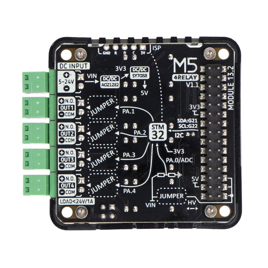 4-канальное реле 13.2 Модуль V1.1 - 4-канальное реле - STM32F030 - M5Stack M121-V11