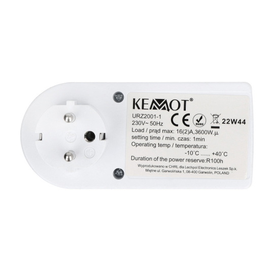Цифровий таймер 230 В 3600 Вт - Kemot URZ2001-1