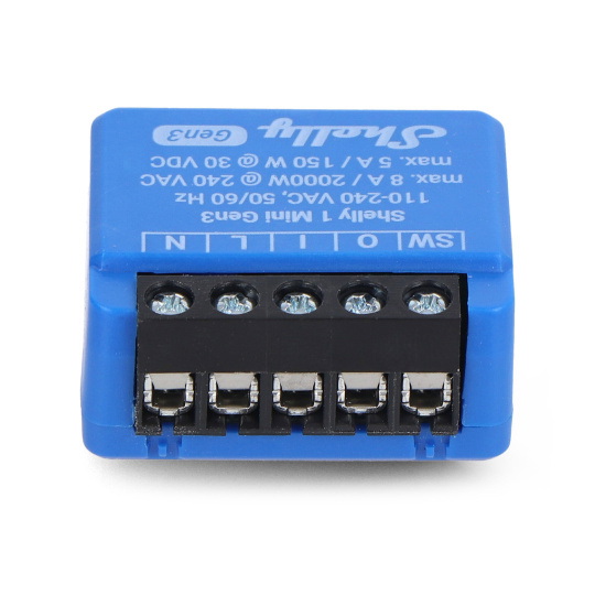 Shelly Plus 1 Mini Gen3 - реле 240V/8A WiFi/Bluetooth - додаток для Android/iOS