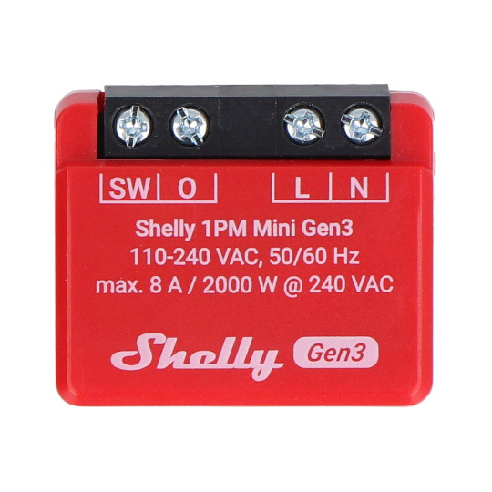 Shelly 1PM Mini Gen3 - 1x реле 240V/8A WiFi/Bluetooth - вимірювання енергії