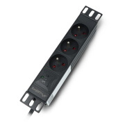 Listwa zasilająca do szaf serwerowych 10'' - 3 gniazda 16A - 2m - czarna - Lanberg PDU-03E-0200-BK