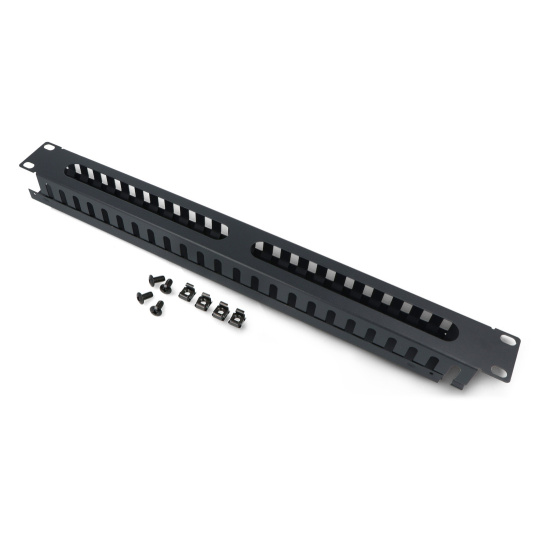 Організатор кабелів для 19-дюймових серверних шаф - 1U з заглушкою - тип A - чорний - Lanberg AK-1201-B