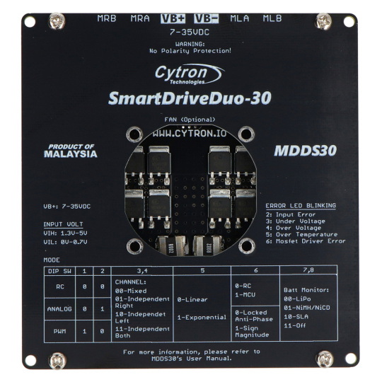 Cytron SmartDriveDuo MDDS30 - двоканальний контролер двигуна постійного струму - 7V-35V/30A