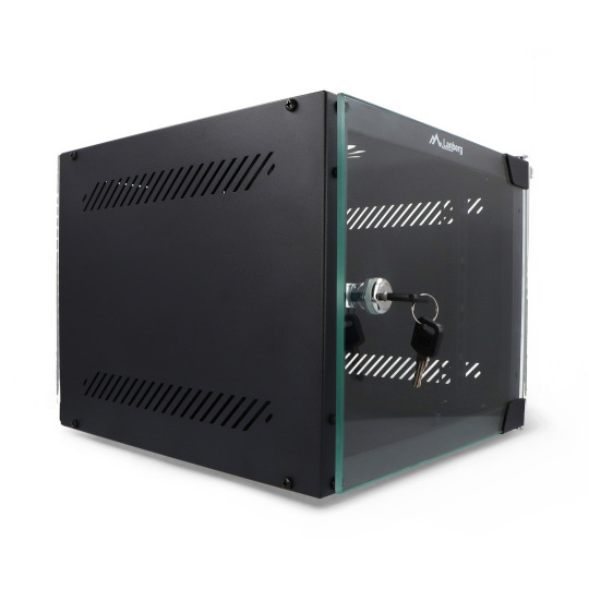 Настінна шафа для монтажу в стійку - 10'' 4U 280x310 мм - чорна - Lanberg WF10-2304-10B