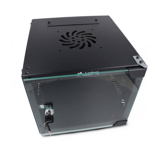 Настінна шафа для монтажу в стійку - 10'' 4U 280x310 мм - чорна - Lanberg WF10-2304-10B