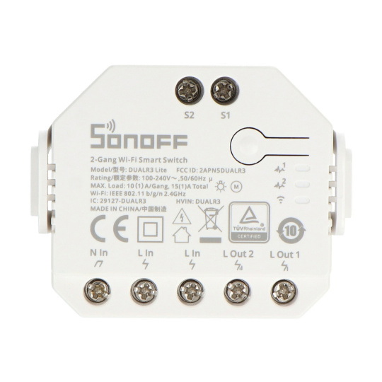 Sonoff Dual R3 Lite - подвійний вимикач WiFi реле - контролер для ролет