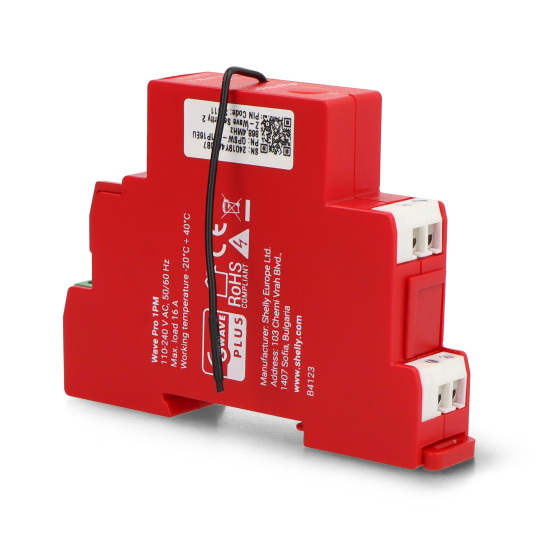 Shelly Qubino Wave Pro 1PM - 1-канальне реле для DIN-рейки з вимірювачем потужності