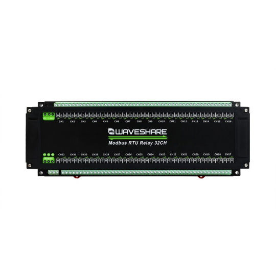 Релейный модуль на 32 канала с оптоизоляцией - контакты 10A/250VAC/30VDC - катушка 7V-36V - Modbus RS485 - Waveshare 25140