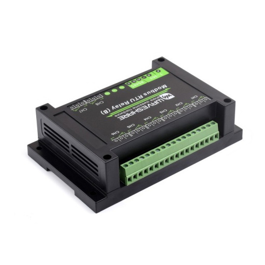 8-канальний релейний модуль з оптоізоляцією - контакти 10A/250VAC/30VDC - котушка 7V-36V - Modbus RS485 - Waveshare 25739
