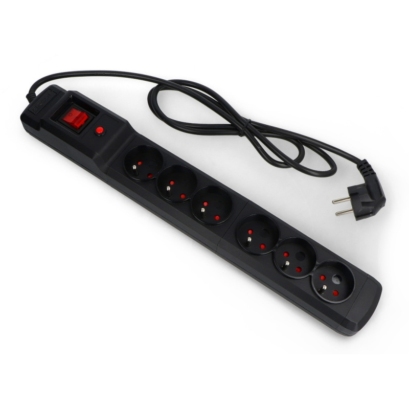 Listwa zasilająca z zabezpieczeniami Arcon multi M6 czarna - 6 gniazd