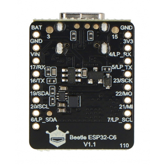 Beetle ESP32-C6 - Мініатюрна плата розробки для Інтернету речей - WiFi/Bluetooth/Thread/ZigBee/Matter - DFRobot DFR1117