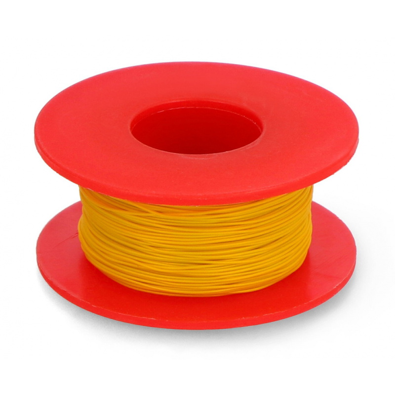 Przewód montażowy Kynar z miedzi srebrzonej - 0,25mm/AWG 30 - żółty - 50m