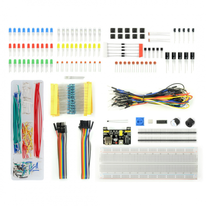 Zestaw elementów elektronicznych + płytka stykowa 830 - E23 - 830 elementów