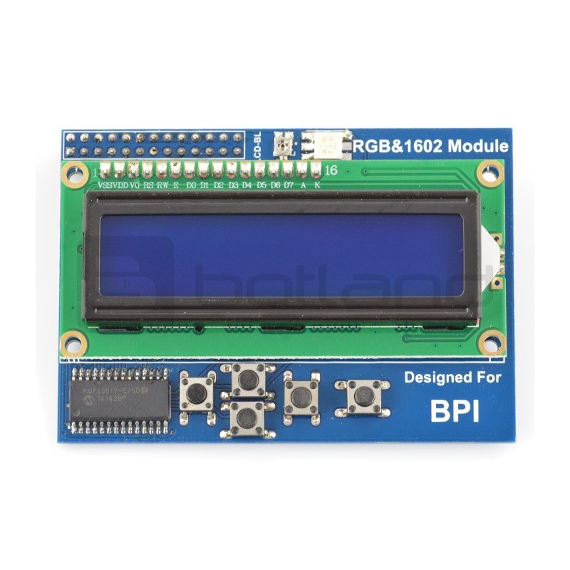 Wyświetlacz LCD 16x2 z klawiaturą i dioda RGB do Banana Pi