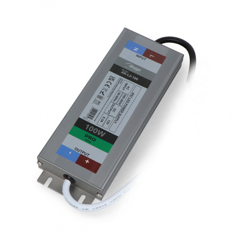 Zasilacz do LED Akyga 12V / 8.3A / 100W - wodoodporny