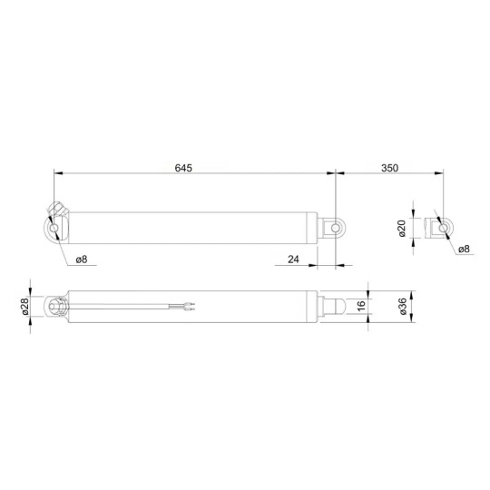 Трубчастий привід TLA-2 2000N 9 мм/с 12V з кінцевими вимикачами - хід 35 см