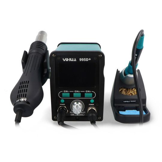 Паяльна станція Yihua 995D+ з гарячим повітрям та жалом, вентилятором у прасці - 720 Вт