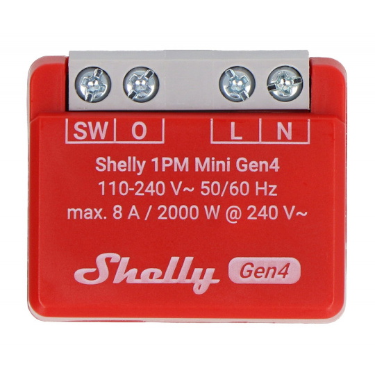 Shelly 1 PM Mini Gen4 - реле 240 В/8 А WiFi/Bluetooth/ZigBee/Matter - додаток для Android/iOS