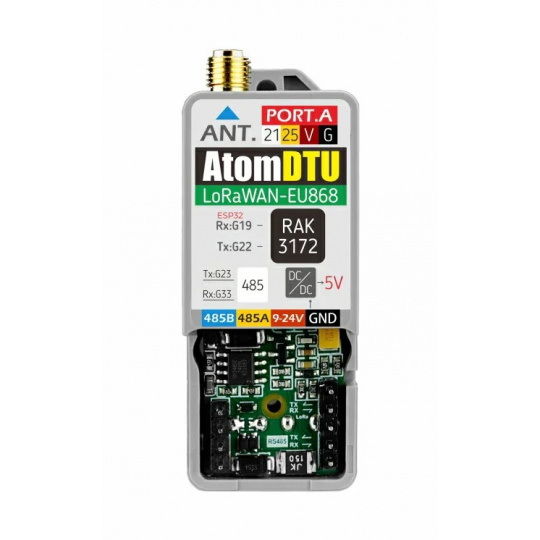 Atom DTU LoRaWANEU868 - Модуль зв'язку LoRaWAN з антеною - STM32WLE5 - для модулів розробки M5Atom - M5Stack A152-EU868