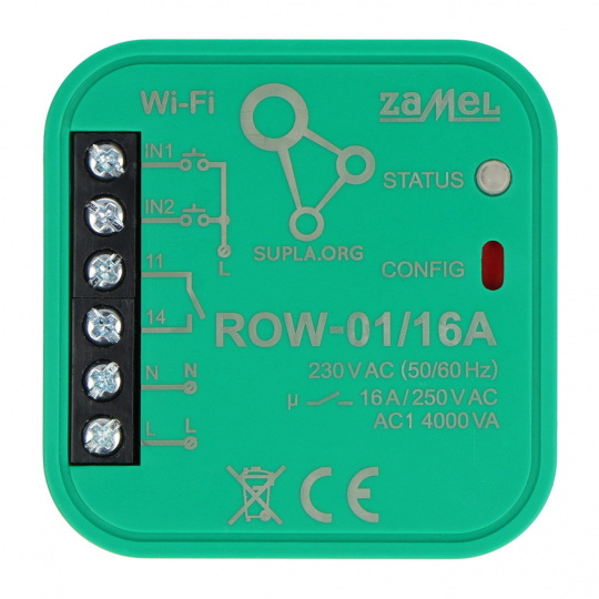 Zamel Supla ROW-01 - реле 230V 16A - WiFi - додаток для Android/iOS
