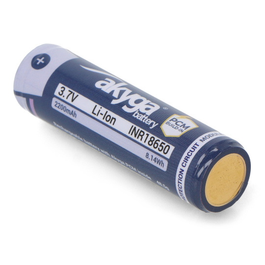 18650 Літій-іонний акумулятор Akyga INR18650-22M-PCM 3.7V/2200mAh із захистом