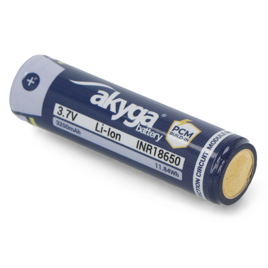 18650 Літій-іонний акумулятор Akyga INR18650-32M-PCM 3.7V/3200mAh із захистом