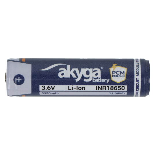 18650 Літій-іонний акумулятор Akyga INR18650-33.5M-PCM 3.6V/3350mAh із захистом