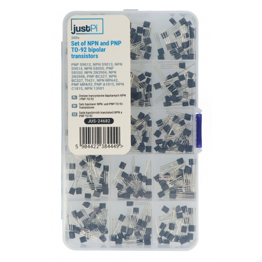 Набір біполярних транзисторів NPN та PNP TO-92 - 15 номіналів - E49 - 300 шт. - justPi