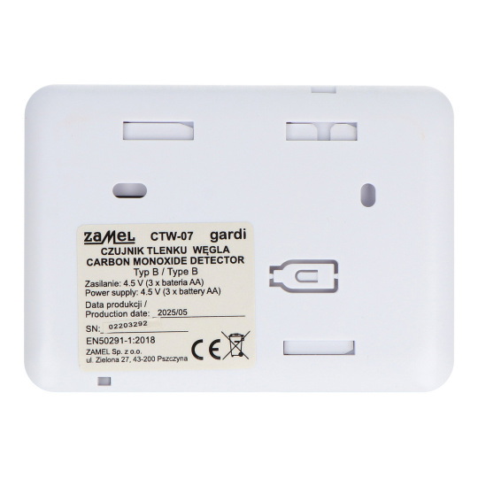 Датчик чадного газу на батарейках - Zamel Gardi CTW-07