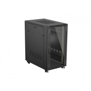 Szafa instalacyjna rack stojąca - 19'' 22U 600x1200mm - czarna - szklane drzwi - Lanberg FF01-6222-12B