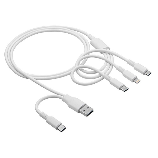 USB A/USB C - Кабель USB C + Lightning + microUSB B - 1,2 м білий - Akyga AK-USB-52