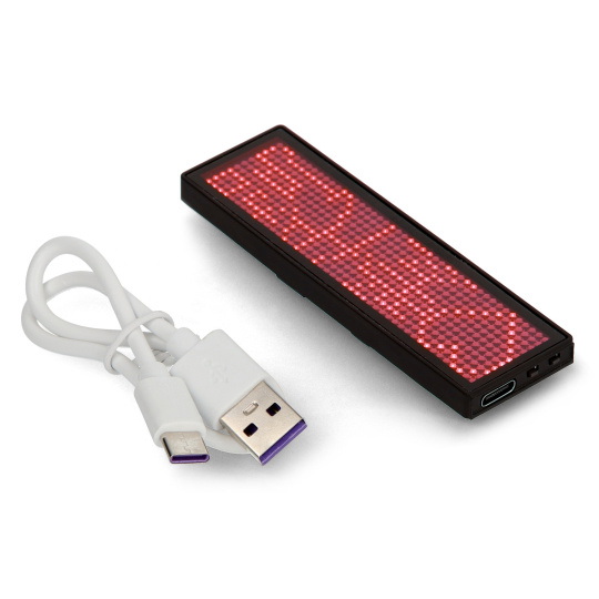 Програмований світлодіодний іменний бейдж 93x30 мм - USB текстовий дисплей - червоний